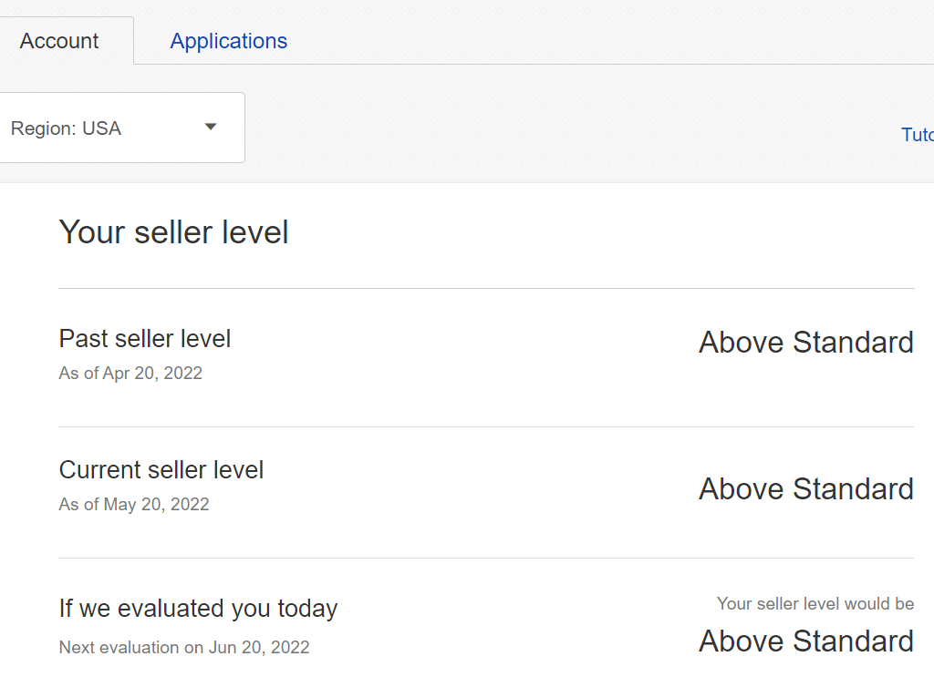Bagaimana cara melihat seller level saya saat ini?